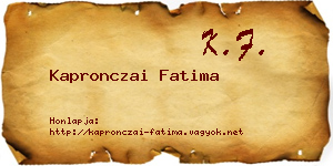 Kapronczai Fatima névjegykártya
