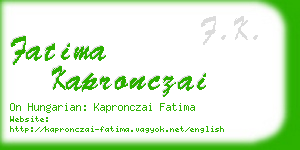 fatima kapronczai business card